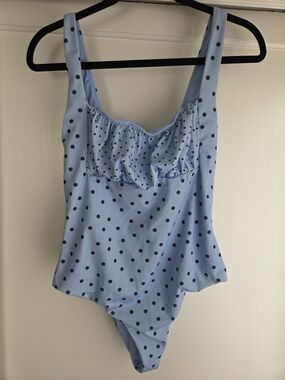 ASOS Light Blue Polka Dot One-Piece Swimsuit SIZE 8